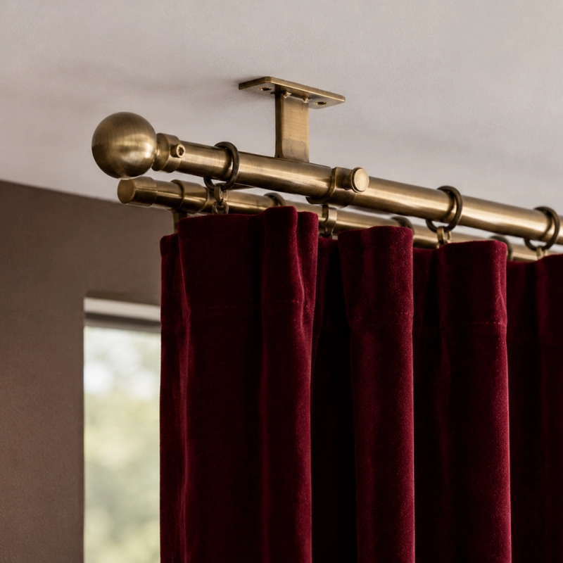 SET BARRAS PARA CORTINA DOBLE 16/19 MM EXTENSIBLE 75-110 CM A TECHO BRONCE BOLA - 2