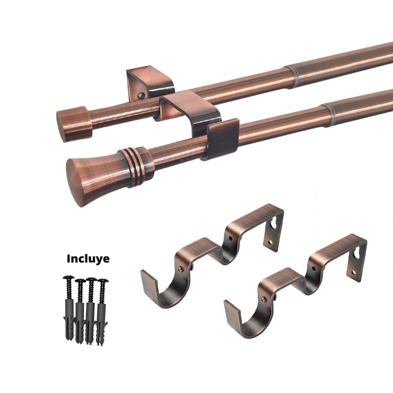SET BARRAS PARA CORTINA DOBLE 16/19 MM EXTENSIBLE 75-110 CM A MURO COBRE CONICO - 4