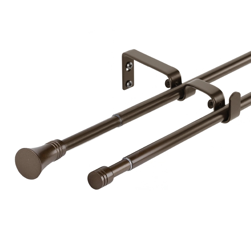 SET BARRAS PARA CORTINA DOBLE 16/19 MM EXTENSIBLE 75-110 CM A MURO CAFE  CONICO - 1