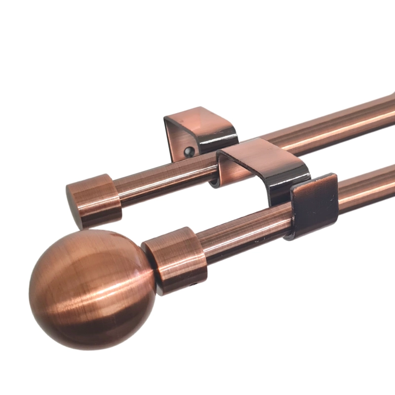 SET BARRAS PARA CORTINA DOBLE 16/19 MM EXTENSIBLE 75-110 CM A MURO COBRE BOLA - 1
