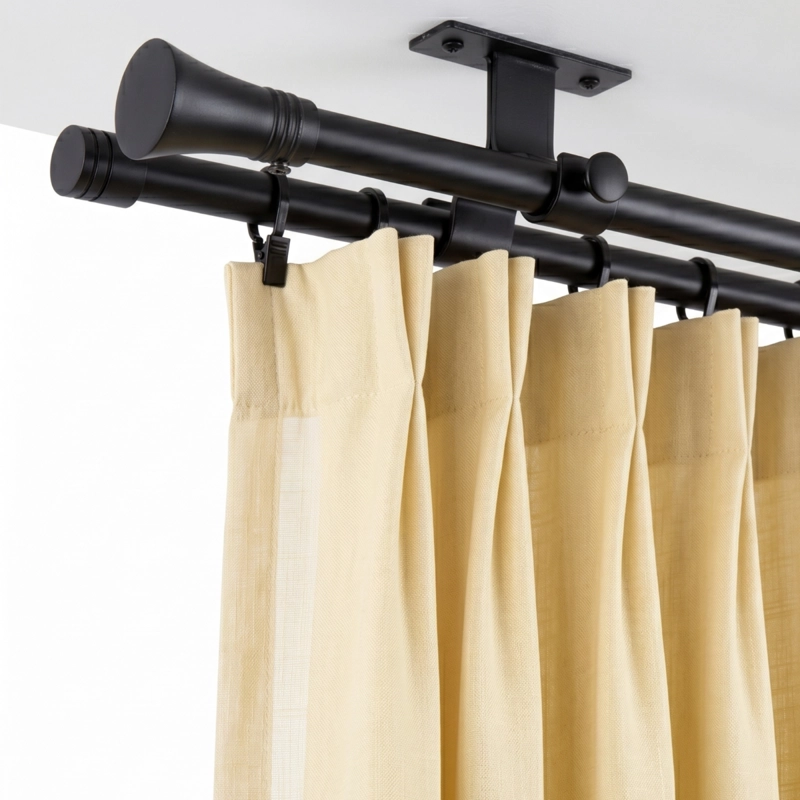 SET BARRAS PARA CORTINA DOBLE 16/19 MM EXTENSIBLE 75-110 CM A TECHO NEGRO CONICO - 2