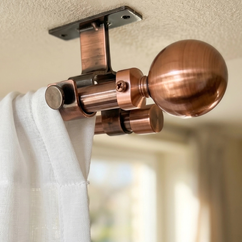 SET BARRAS PARA CORTINA DOBLE 16/19 MM EXTENSIBLE 75-110 CM A TECHO COBRE BOLA - 2