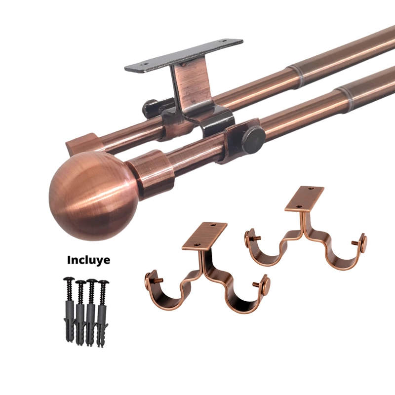 SET BARRAS PARA CORTINA DOBLE 16/19 MM EXTENSIBLE 75-110 CM A TECHO COBRE BOLA - 4