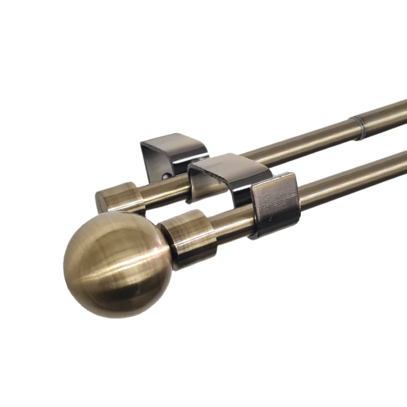 SET BARRAS PARA CORTINA DOBLE 16/19 MM EXTENSIBLE 75-110 CM A MURO BRONCE BOLA - 1
