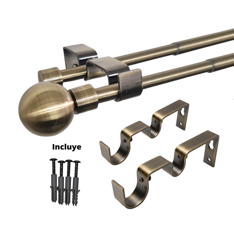 SET BARRAS PARA CORTINA DOBLE 16/19 MM EXTENSIBLE 75-110 CM A MURO BRONCE BOLA - 3