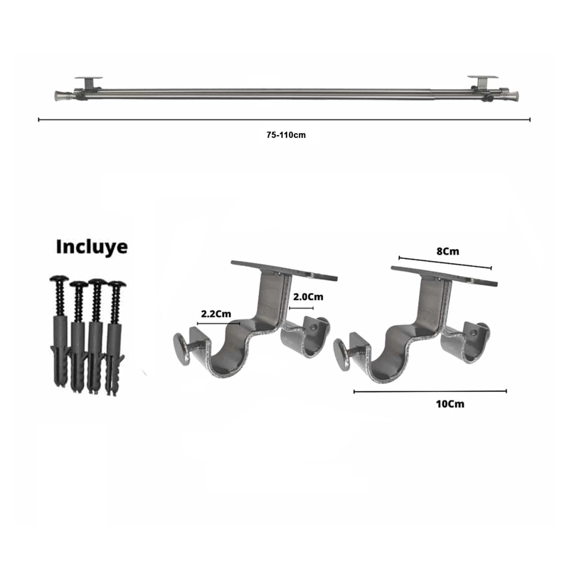SET BARRAS PARA CORTINA DOBLE 16/19 MM EXTENSIBLE 75-110 CM A TECHO SATIN CONICO - 4