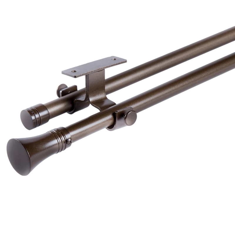 SET BARRAS PARA CORTINA DOBLE 16/19 MM EXTENSIBLE 75-110 CM A TECHO CAFE  CONICO - 1