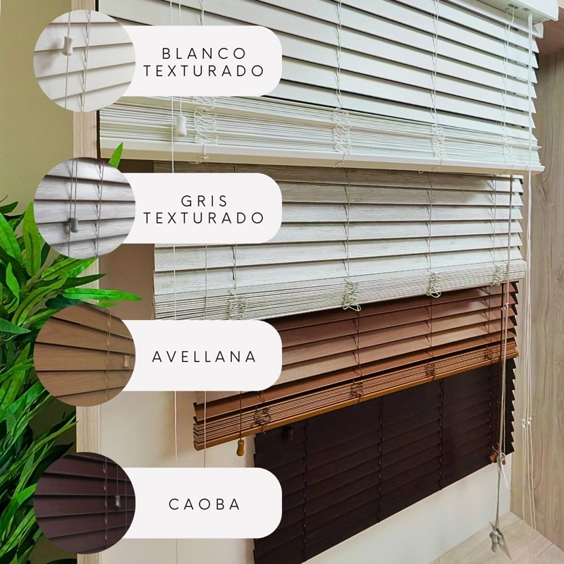 PERSIANA PVC TIPO MADERA 50 MM 160X165 CM NOGAL TEXTURADO - 7