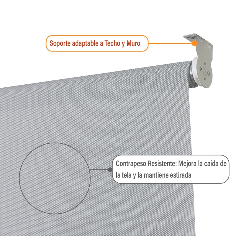 CORTINA ROLLER SUNSCREEN 180 X 165 CM COLOR GRIS MARCA SUNFREE - 3