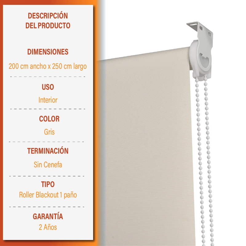 CORTINA ROLLER BLACKOUT 200 X 250 CM BEIGE MARCA SUNFREE - 9