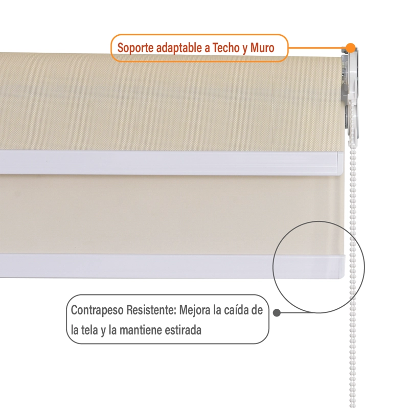 CORTINA ROLLER DOBLE BLACKOUT/SUNSCREEN 120X250 CM BEIGE SUNFREE - 6