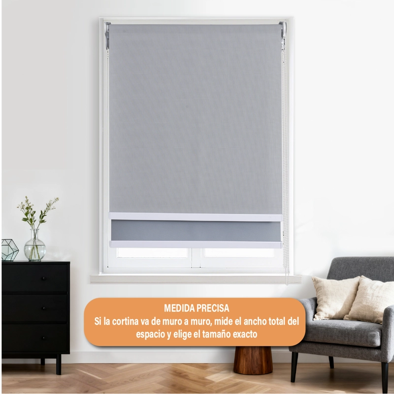 CORTINA ROLLER DOBLE BLACKOUT/SUNSCREEN 080X250 CM GRIS SUNFREE - 8