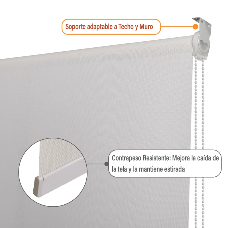 CORTINA ROLLER SUNSCREEN 160 X 250 CM COLOR BLANCO SUNFREE - 5