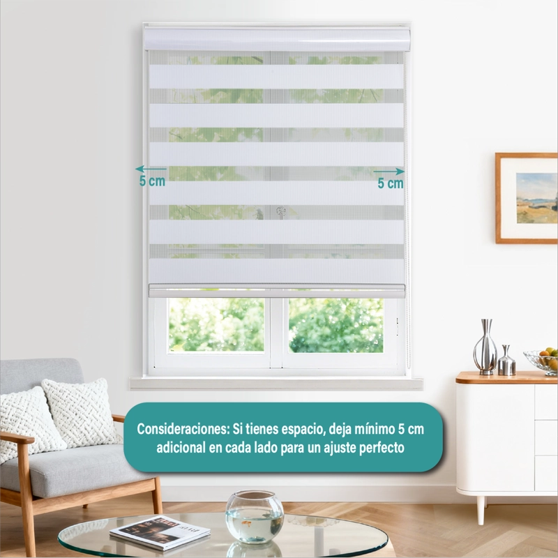 CORTINA ROLLER DUO ZEBRA DIA Y NOCHE 150 X 250 CM COLOR BLANCO MARCA AURA - 9