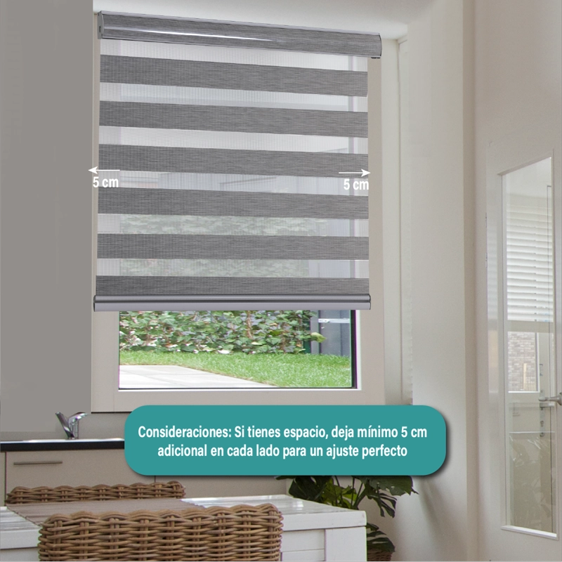 CORTINA ROLLER DUO ZEBRA DIA Y NOCHE 090X250 CM GRIS AURA - 9