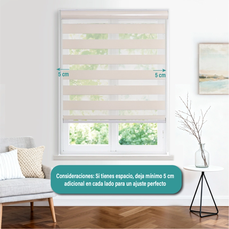 CORTINA ROLLER DUO ZEBRA DIA Y NOCHE 180X250 CM BEIGE AURA - 8