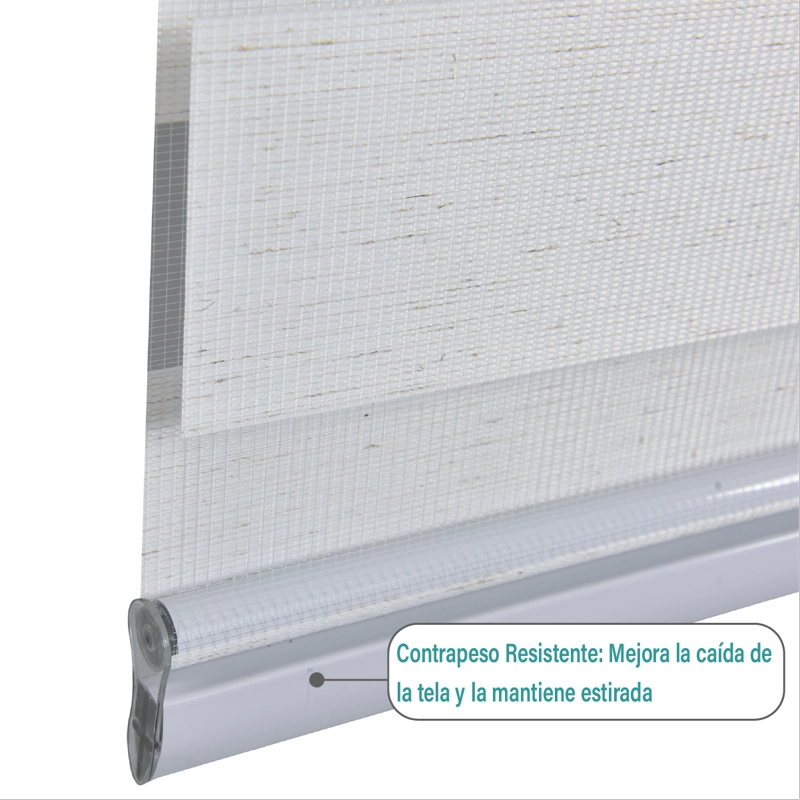 CORTINA ROLLER DUO ZEBRA DIA Y NOCHE 150X250 CM TEXTURA LINO AURA - 5