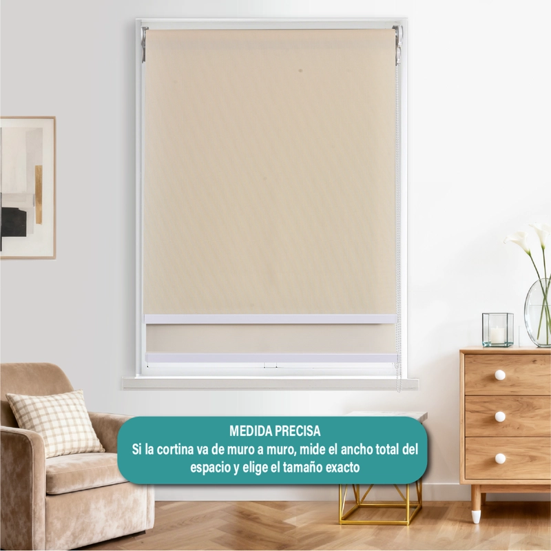 CORTINA ROLLER DOBLE BLACKOUT Y SUNSCREEN 090X250 CM COLOR BEIGE MARCA AURA - 9