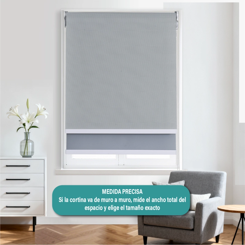 CORTINA ROLLER DOBLE BLACKOUT/SUNSCREEN 090X250 CM GRIS AURA - 7