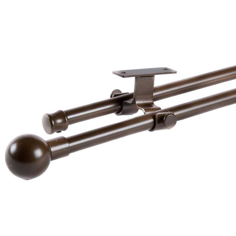 SET BARRAS PARA CORTINA DOBLE 16/19 MM EXTENSIBLE 120-210 CM A TECHO CAFE  BOLA - 1