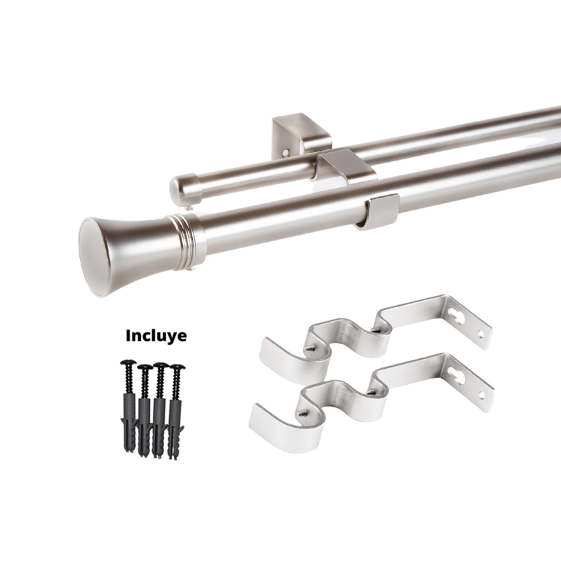 SET BARRAS PARA CORTINA DOBLE 16/19 MM EXTENSIBLE 120-210 CM A MURO SATIN CONICO - 5