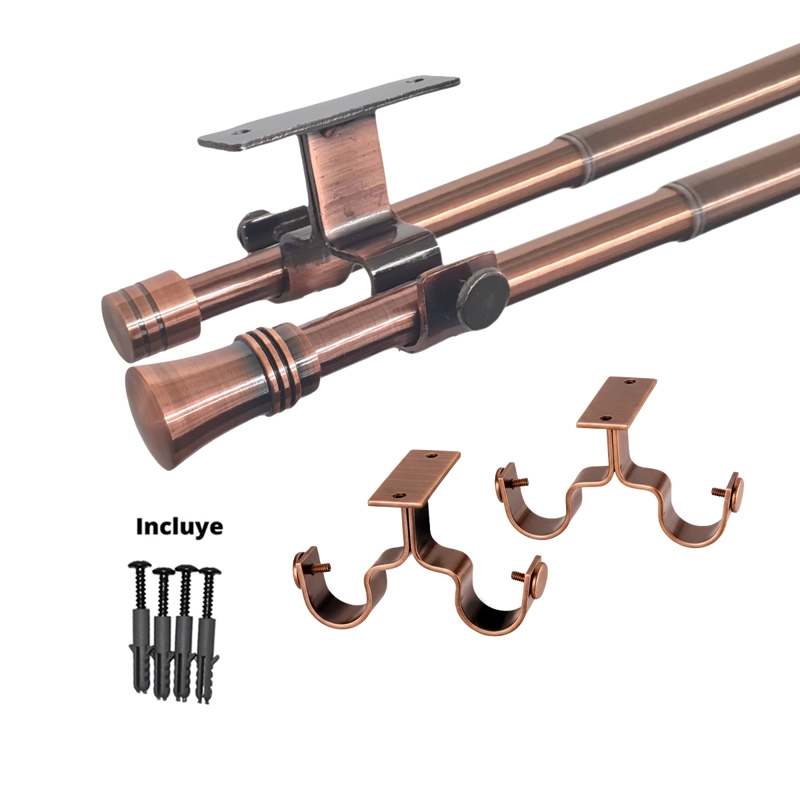 SET BARRAS PARA CORTINA DOBLE 16/19 MM EXTENSIBLE 120-210 CM A TECHO COBRE CONICO - 5