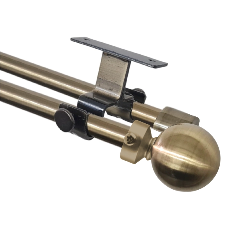 SET BARRAS PARA CORTINA DOBLE 16/19 MM EXTENSIBLE 120-210 CM A TECHO BRONCE BOLA - 1