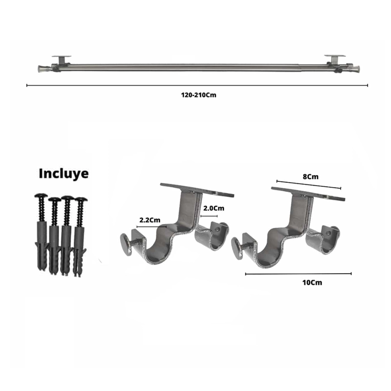 SET BARRAS PARA CORTINA DOBLE 16/19 MM EXTENSIBLE 120-210 CM A TECHO SATIN CONICO - 4