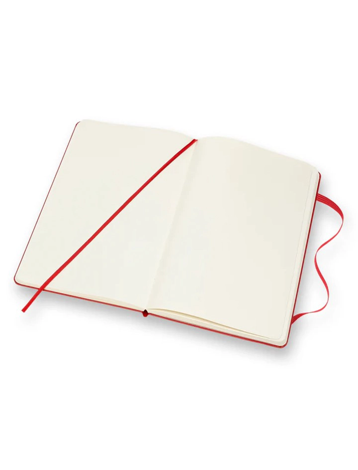 LIBRETA CLASICA, TAPA DURA, GRANDE, ROJA, RAYADA - 2