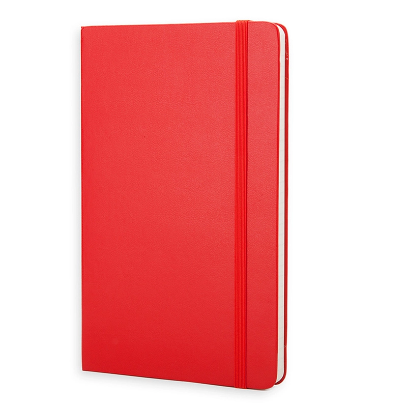 LIBRETA CLASICA, TAPA DURA, GRANDE, ROJA, RAYADA - 3