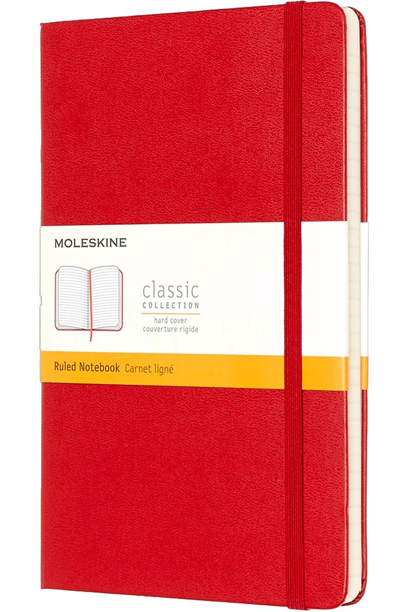 LIBRETA CLASICA, TAPA DURA, GRANDE, ROJA, RAYADA - 5
