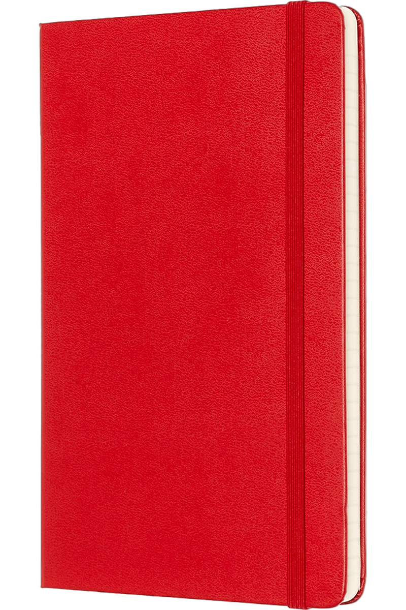 LIBRETA CLASICA, TAPA DURA, GRANDE, ROJA, RAYADA - 6