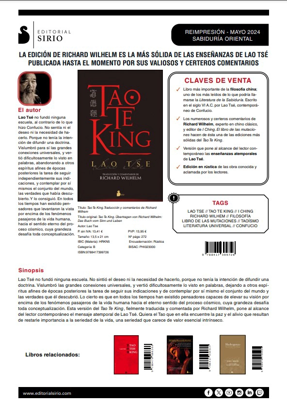 TAO TE KING DE EDITORIAL SIRIO - 2