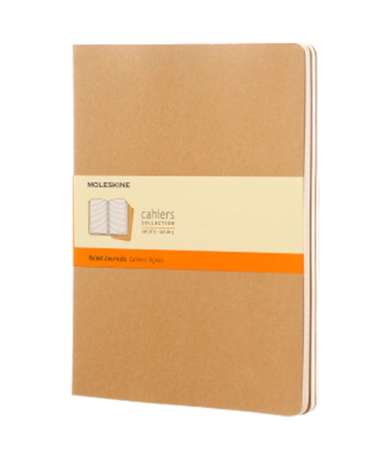 SET DE CUADERNOS MOLESKINE CAHIER. T. BLANDA XL MARRON KRAFT DE RAYAS - 1