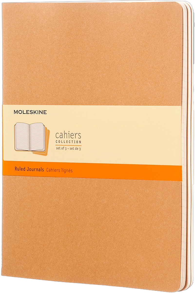 SET DE CUADERNOS MOLESKINE CAHIER. T. BLANDA XL MARRON KRAFT DE RAYAS - 3