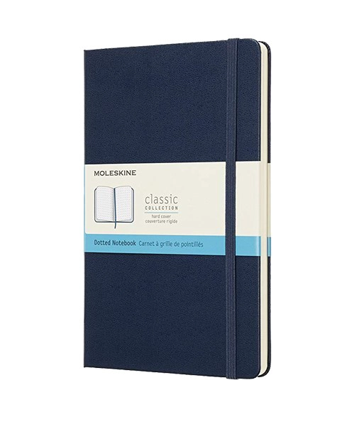 LIBRETA CLASICA TAPA DURA GRANDE AZUL ZAFIRO DE PUNTOS - 1