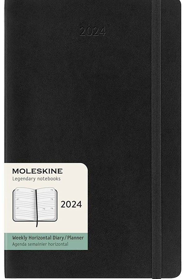AGENDA MOLESKINE 2024 SEMANAL HORIZONTAL T. DURA LARGE NEGRO - 1