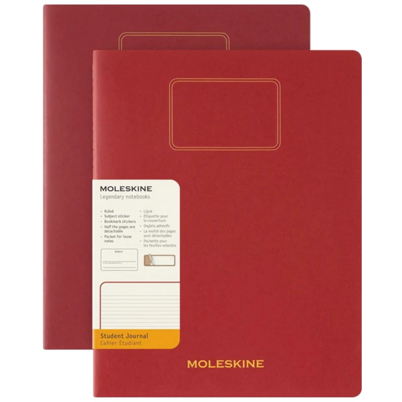 CUADERNO MOLESKINE ESTUDIANTE. SET DE 2 - TAPA BLANDA - XXL - ROJO ARANDANO - DE RAYAS - 1