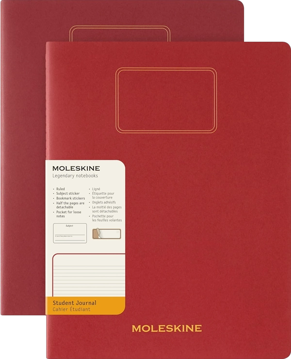CUADERNO MOLESKINE ESTUDIANTE. SET DE 2 - TAPA BLANDA - XXL - ROJO ARANDANO - DE RAYAS - 4