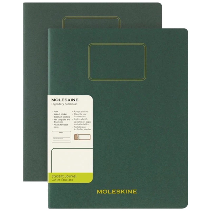 CUADERNO MOLESKINE ESTUDIANTE. SET DE 2 - TAPA BLANDA - XXL - VERDE MIRTO - LISA - 1