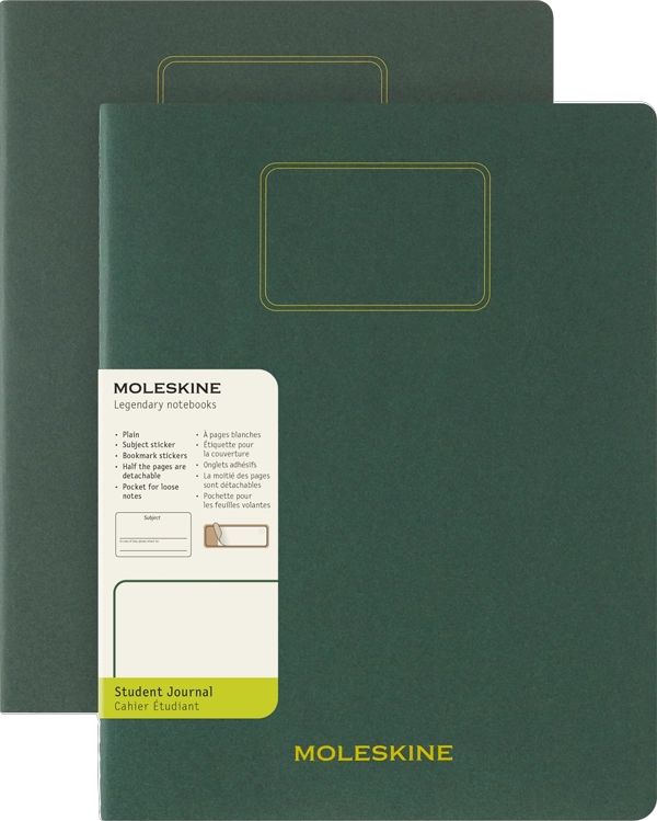 CUADERNO MOLESKINE ESTUDIANTE. SET DE 2 - TAPA BLANDA - XXL - VERDE MIRTO - LISA - 4