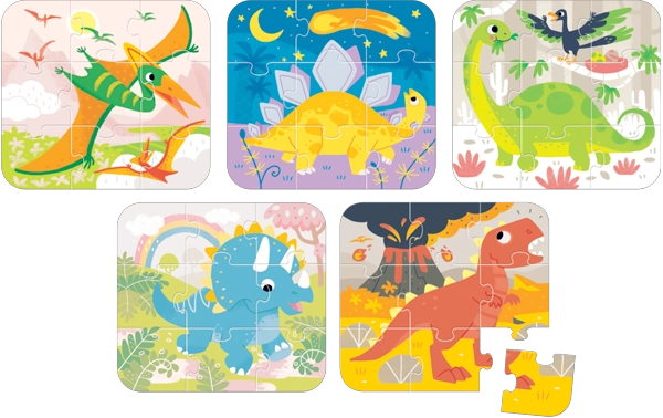 PUZZLE DINOSAURS (45 PIEZAS, 5 PUZZLES) 3+ - 7