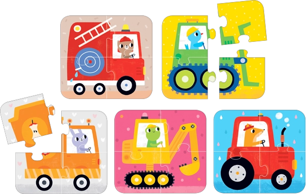 PUZZLE VEHICLES (20 PIEZAS, 5 PUZZLES) 2+ - 8