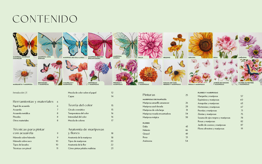 MARIPOSAS Y FLORES. APRENDE A PINTAR CON ACUARELA - 2