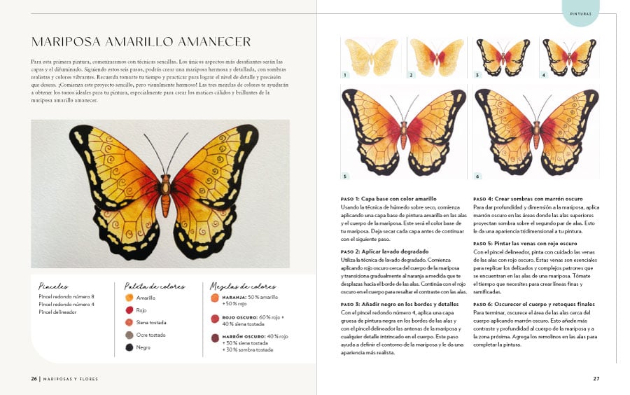 MARIPOSAS Y FLORES. APRENDE A PINTAR CON ACUARELA - 4