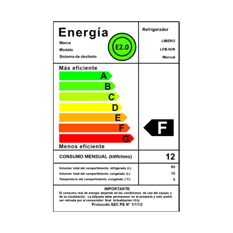 FRIGOBAR RETRO 90 LTS LFB-90R ROJO - 6