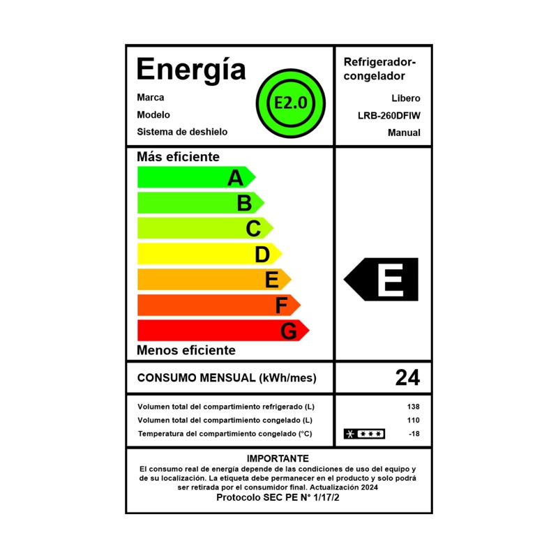 REFRIGERADOR BOTTOM FREEZER FRIO DIRECTO 240 LTS LRB-260DFIW - 3