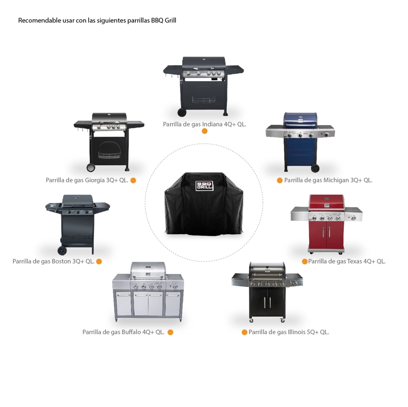 FUNDA AJUSTABLE DE 3 A 5 QUEMADORES BBQ GRILL - 4