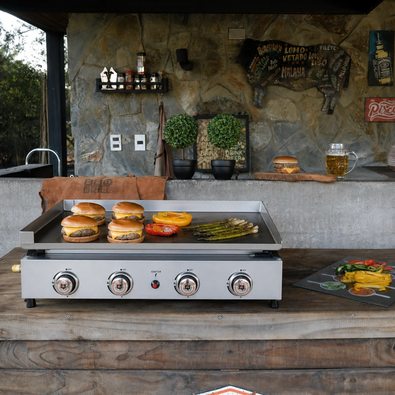 PLANCHA A GAS BBQ GRILL FLAT TOP GRILL 4Q - 2