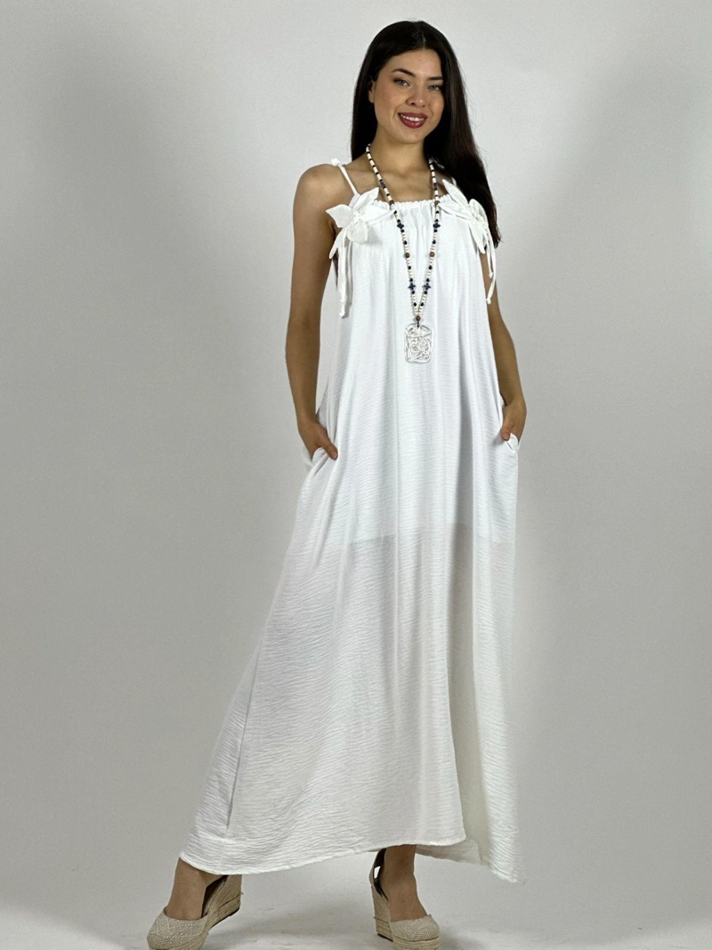 VESTIDO FLOR TELA CEY BEIGE - 1